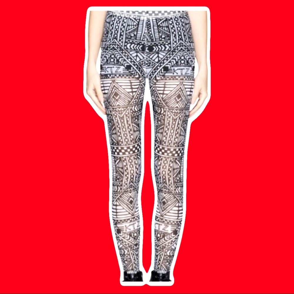RARE‼️ Sheer KTZ Tattoo Pants - B&W